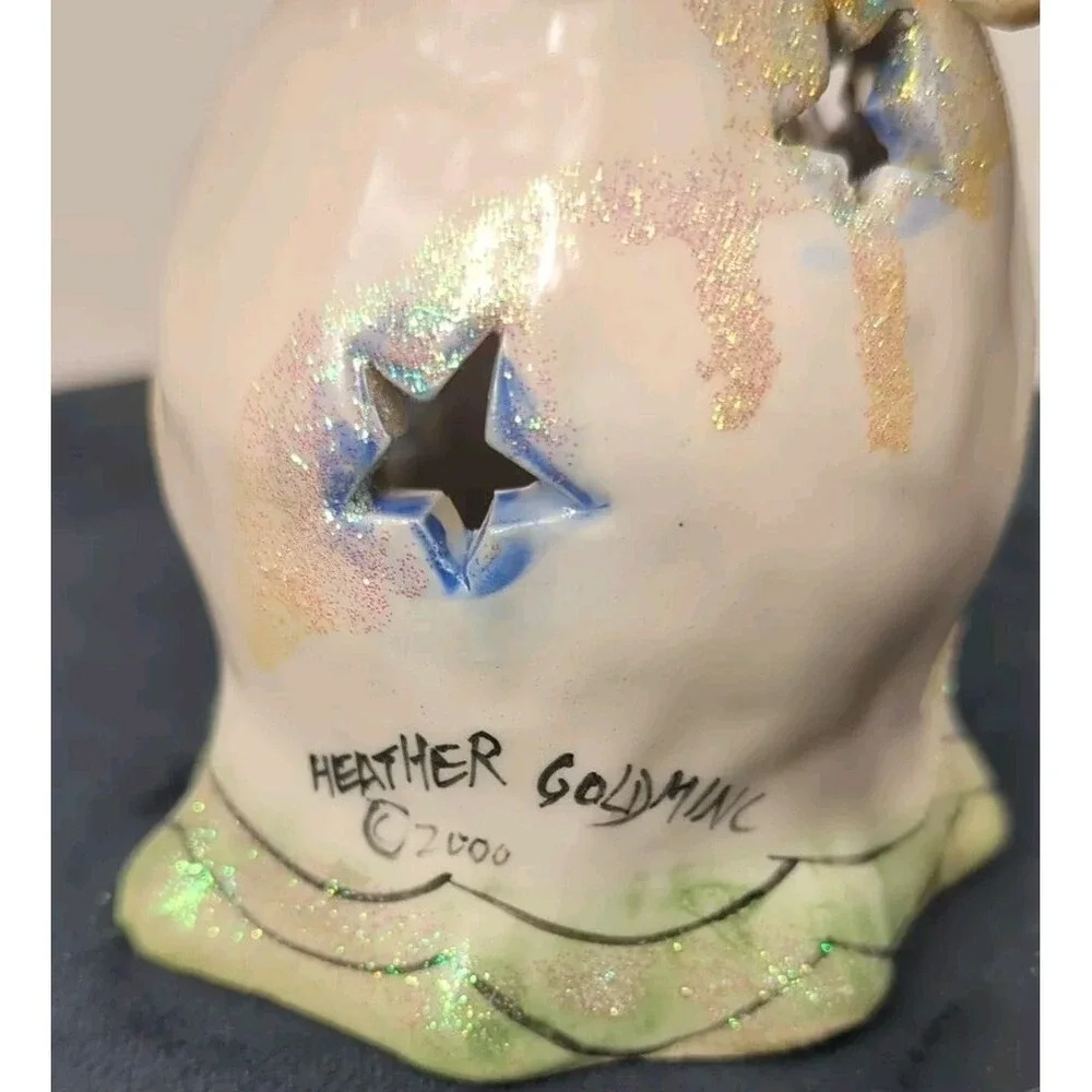 2000 Blue Sky‎ Clayworks Heather Goldminc Christmas Angel Caroler Votive Holder